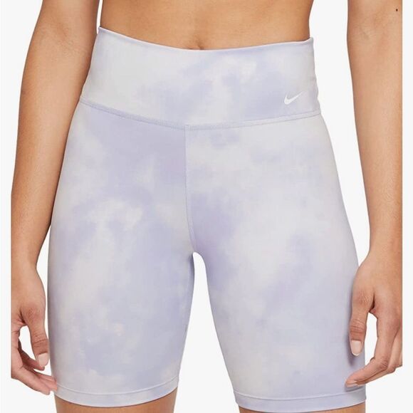 Nike Women’s One Icon Clash 7" Short Mid Rise Purple White NWT Size Small - Picture 1 of 5